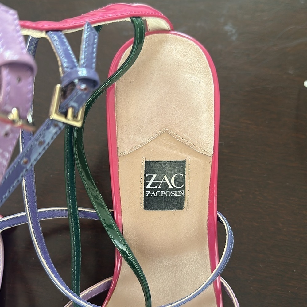 ZAC ZAC POSEN Womens Angie Square Toe Sculpted Heel Patent Leather Sandals Sz 9M - Picture 8 of 10